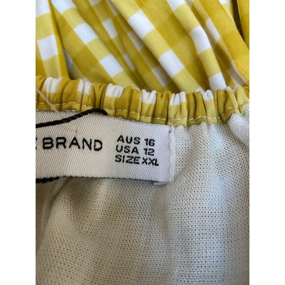 NWT Faithfull the Brand Flora Midi Dress Yellow Mari Check Print Women's Size 12 - Picture 3 of 4